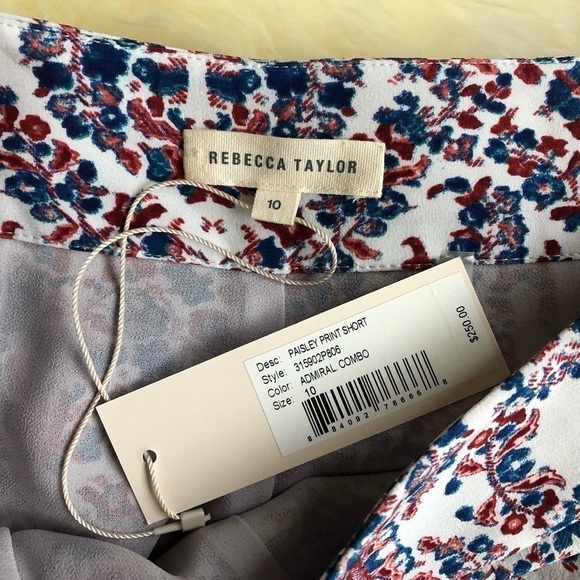 Rebecca Taylor Silk Paisley Printed Shorts 10 - Picture 2 of 6